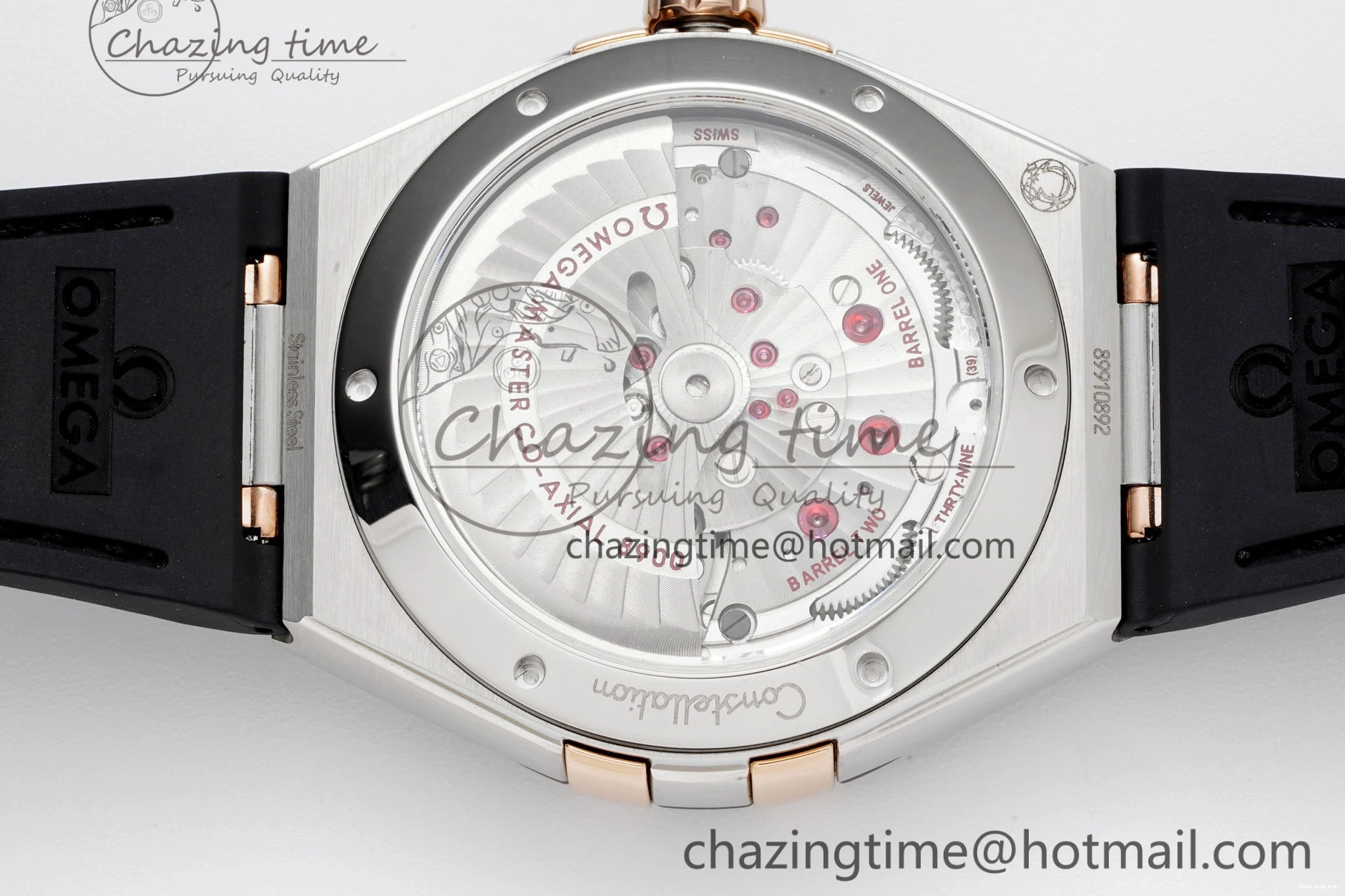 0211 Constellation Black Ceramic SS RG 8F 1:1 Best Edition White Textured Dial on Black Gummy Strap A Sustainable 7804